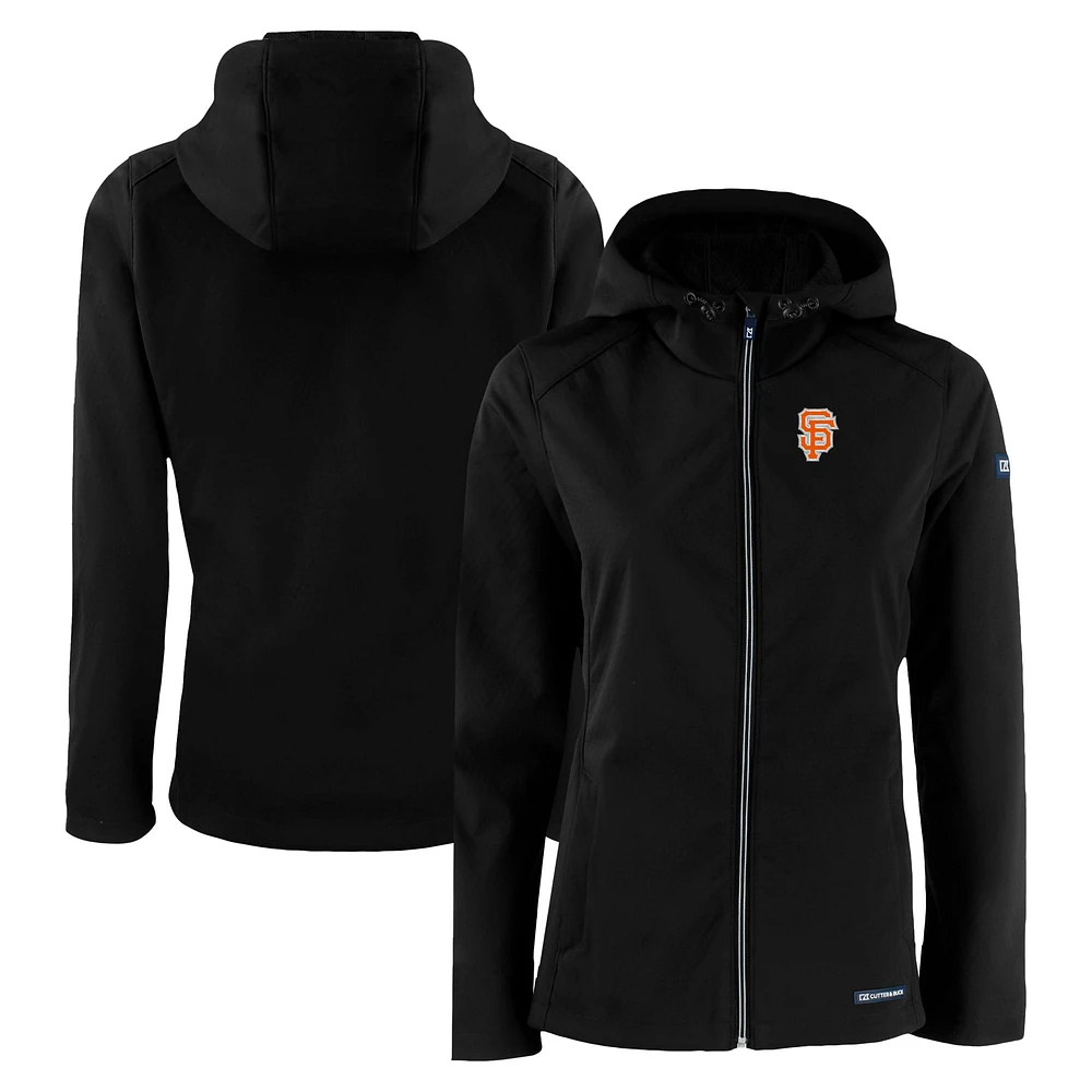 Women's Cutter & Buck Black San Francisco Giants City Connect Evoke Eco Softshell Recycled Full-Zip Hoodie Jacket