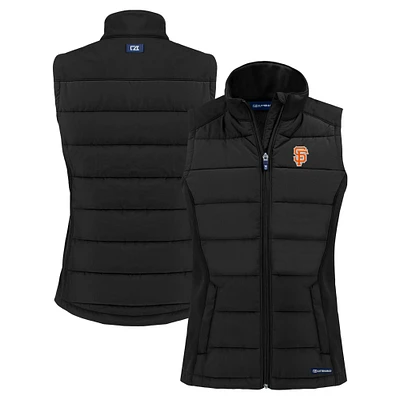 Women's Cutter & Buck Black San Francisco Giants City Connect Evoke Hybrid Eco Softshell Recycled Full-Zip Vest