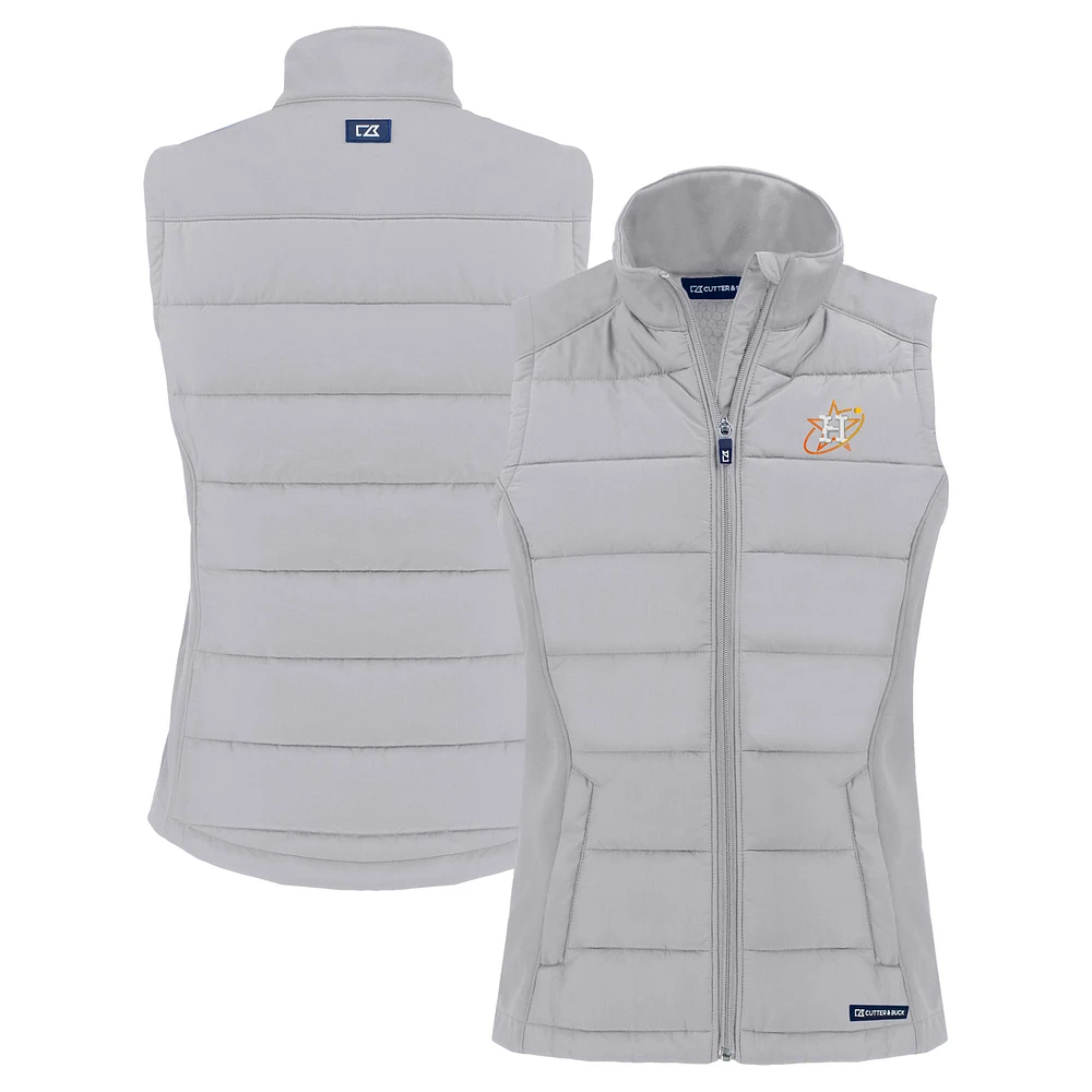 Women's Cutter & Buck Gray Houston Astros City Connect Evoke Hybrid Eco Softshell Recycled Full-Zip Vest