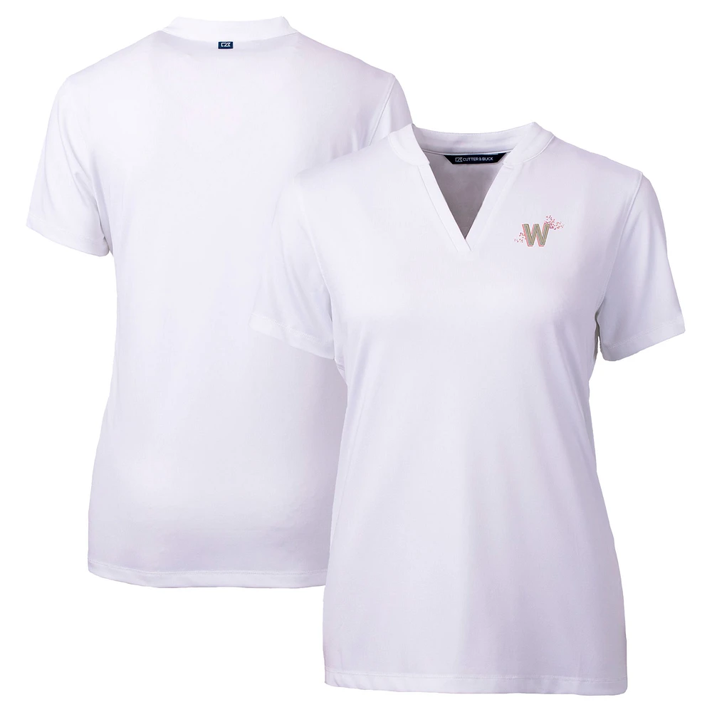 Women's Cutter & Buck White Washington Nationals City Connect Forge Heathered Stretch Blade Top