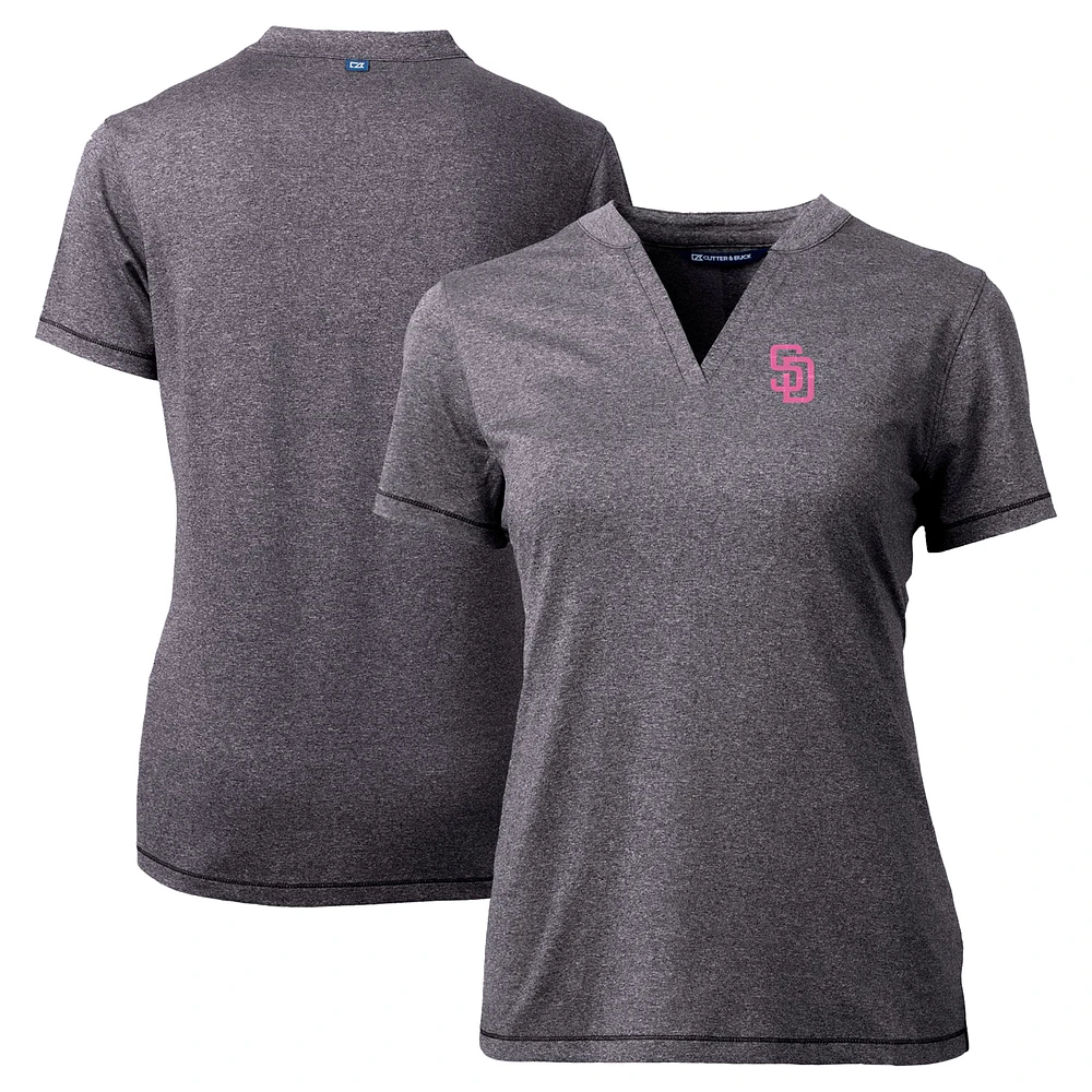 Women's Cutter & Buck Heather Charcoal San Diego Padres City Connect Forge Heathered Stretch Blade Top