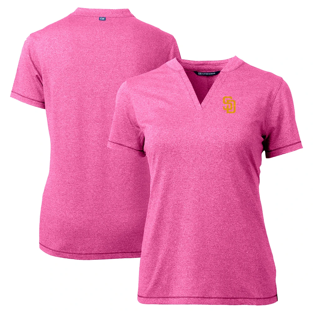 Women's Cutter & Buck Pink San Diego Padres City Connect Forge Heathered Stretch Blade Top