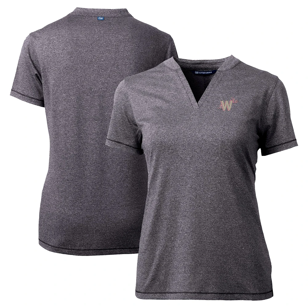 Women's Cutter & Buck Heather Charcoal Washington Nationals City Connect Forge Heathered Stretch Blade Top