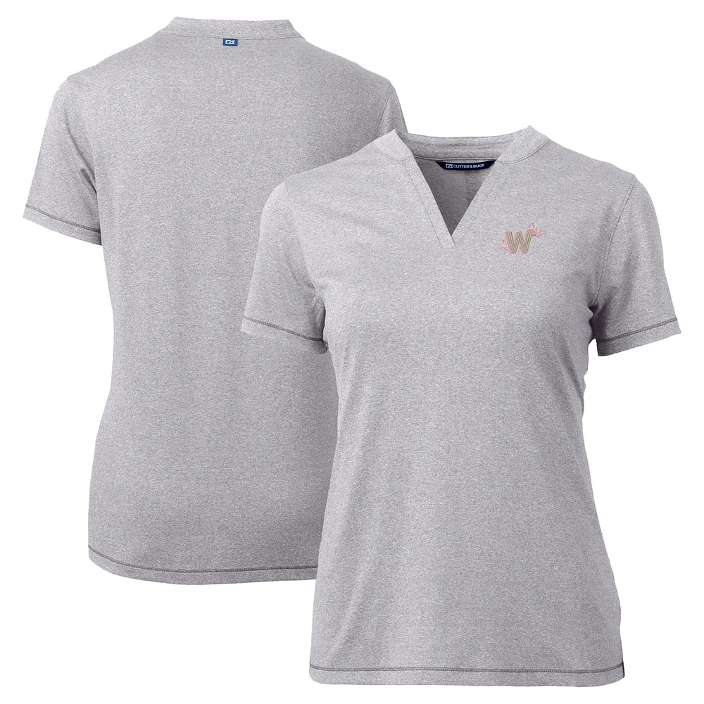 Women's Cutter & Buck Heather Gray Washington Nationals City Connect Forge Heathered Stretch Blade Top