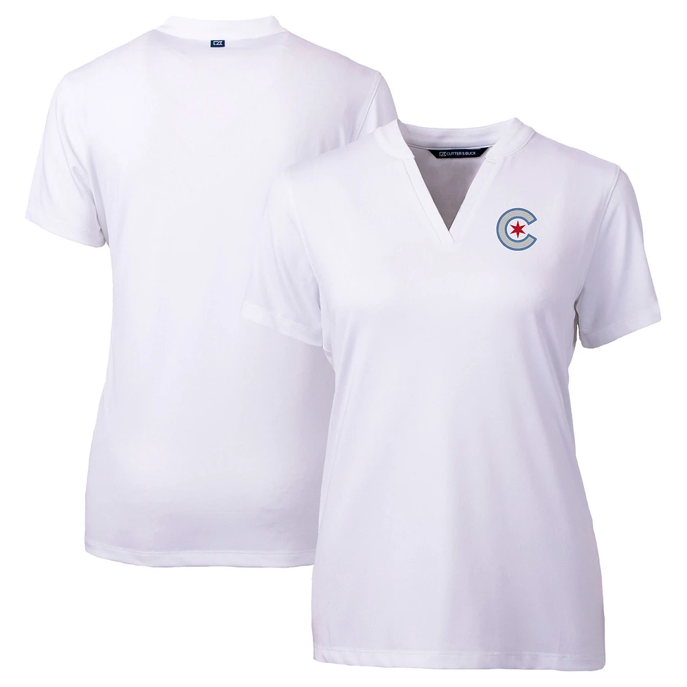 Women's Cutter & Buck White Chicago Cubs City Connect Forge Heathered Stretch Blade Top