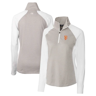 Women's Cutter & Buck White San Francisco Giants City Connect Forge Tonal Stripe Stretch Half-Zip Pullover Top