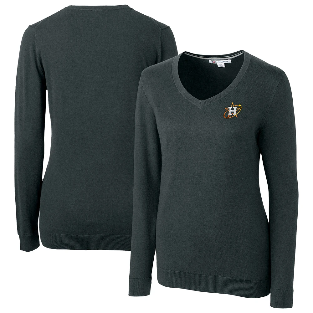 Women's Cutter & Buck Heather Charcoal Houston Astros City Connect Lakemont Tri-Blend Pullover Sweater