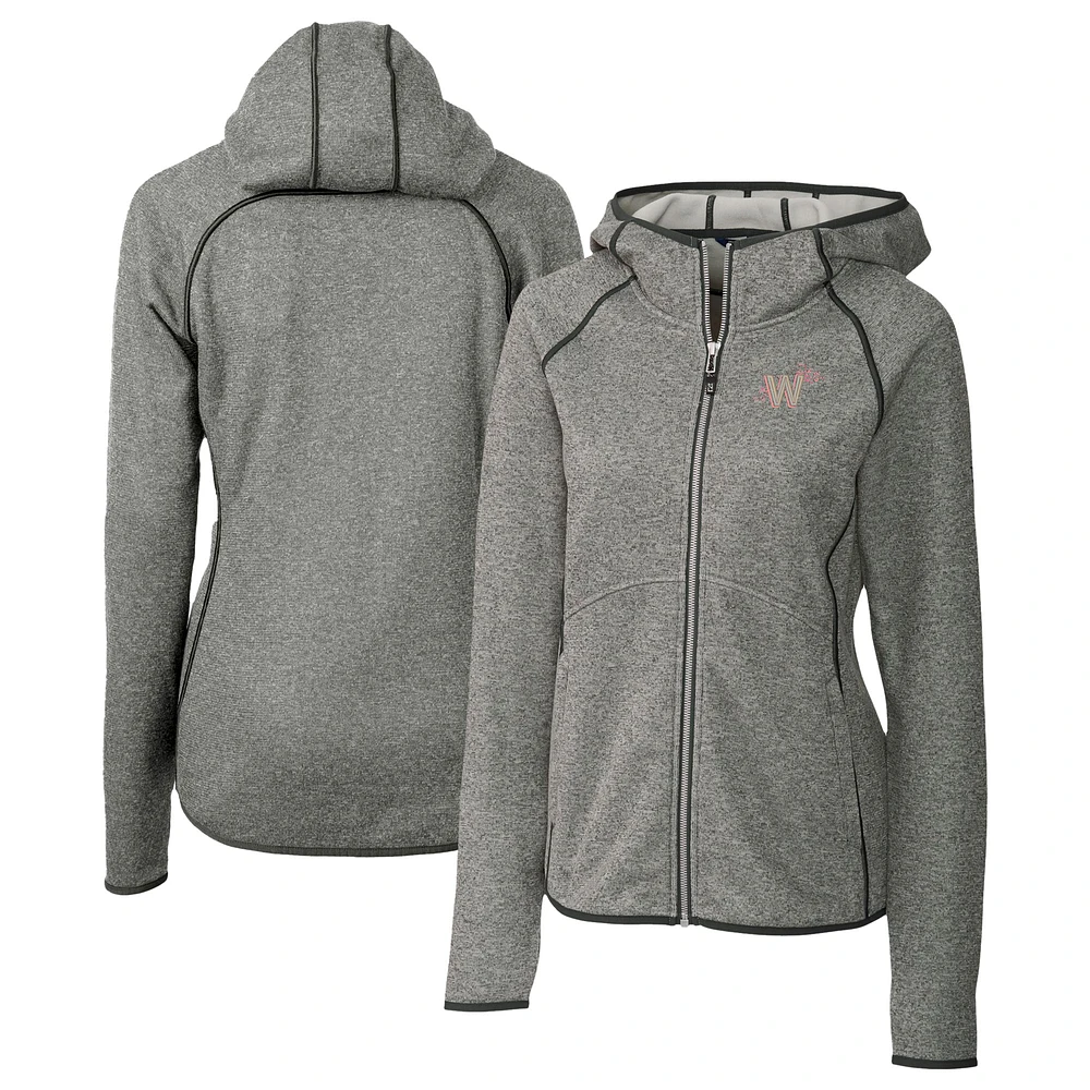 Women's Cutter & Buck Heather Gray Washington Nationals City Connect Mainsail Full-Zip Hooded Jacket