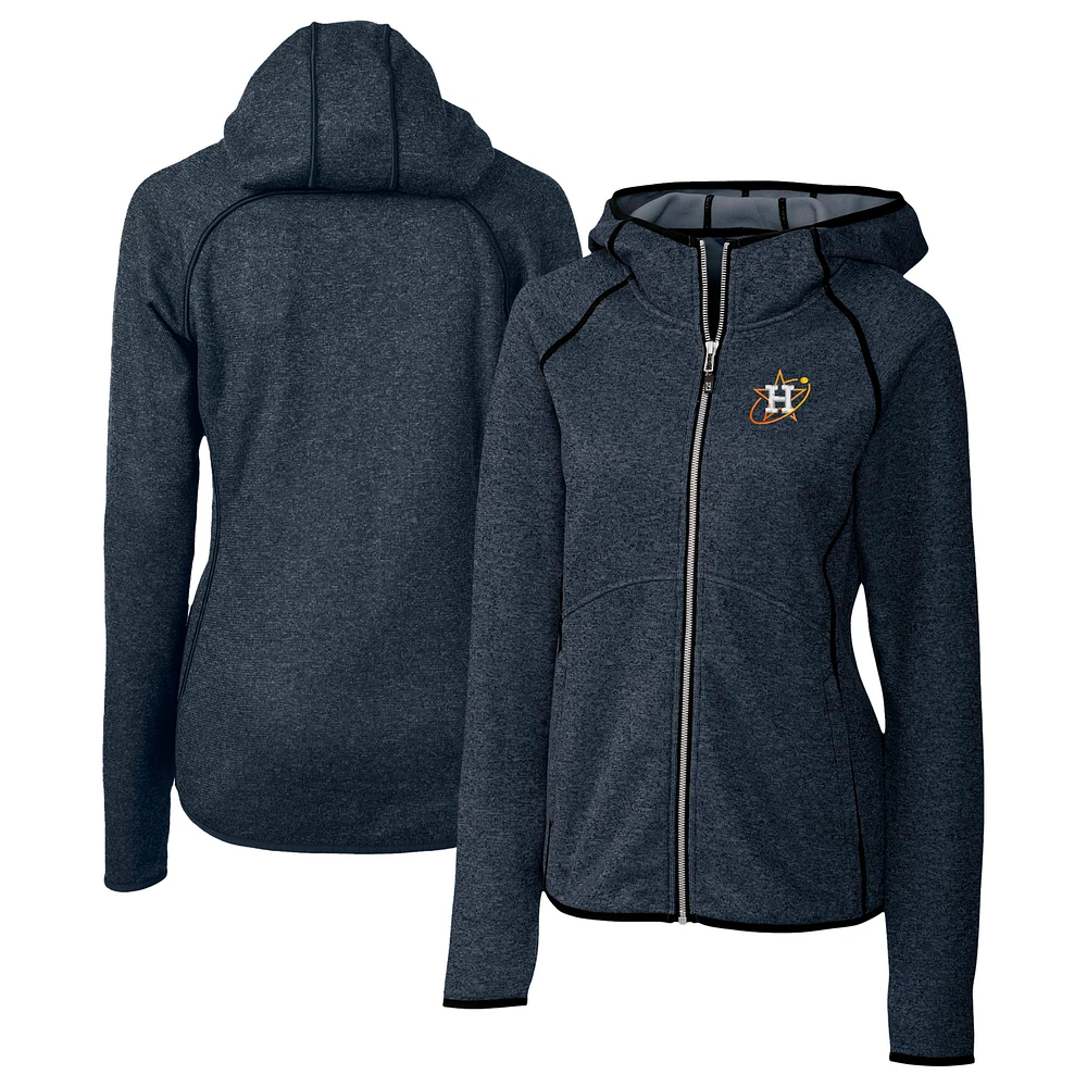 Women's Cutter & Buck Heather Navy Houston Astros City Connect Mainsail Full-Zip Hooded Jacket
