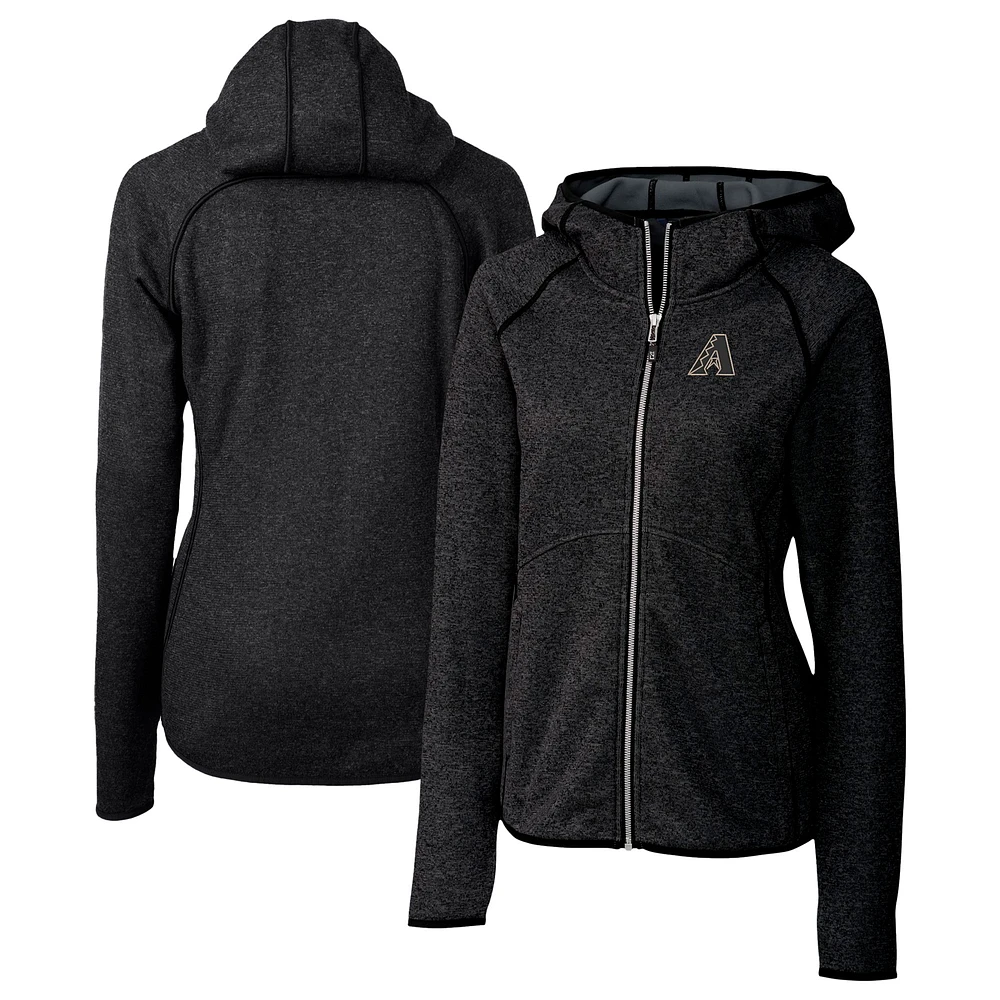 Women's Cutter & Buck Heather Charcoal Arizona Diamondbacks City Connect Mainsail Full-Zip Hooded Jacket