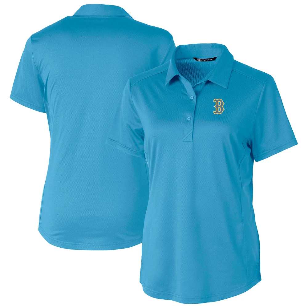 Women's Cutter & Buck Powder Blue Boston Red Sox City Connect Prospect Textured Stretch Polo