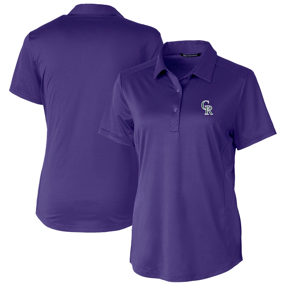 Women's Cutter & Buck Purple Colorado Rockies City Connect Prospect Textured Stretch Polo