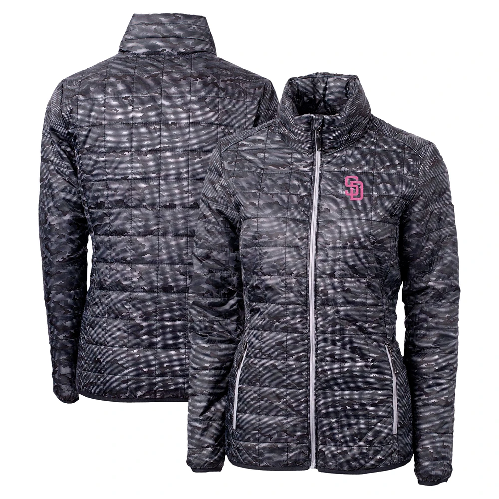 Women's Cutter & Buck Black San Diego Padres City Connect Rainier PrimaLoft Eco Insulated Full-Zip Printed Puffer Jacket