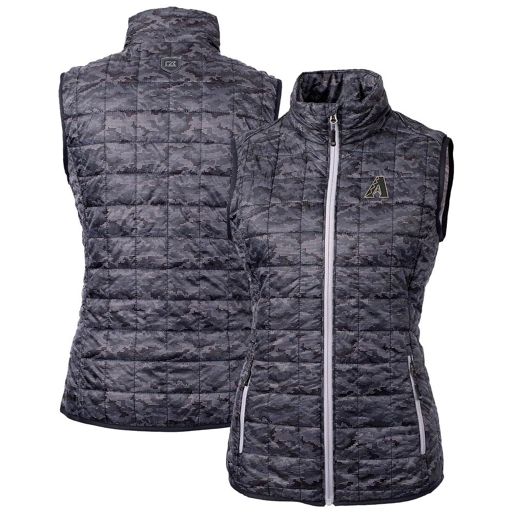 Women's Cutter & Buck Black Arizona Diamondbacks City Connect Rainier PrimaLoft Eco Insulated Full-Zip Printed Puffer Vest