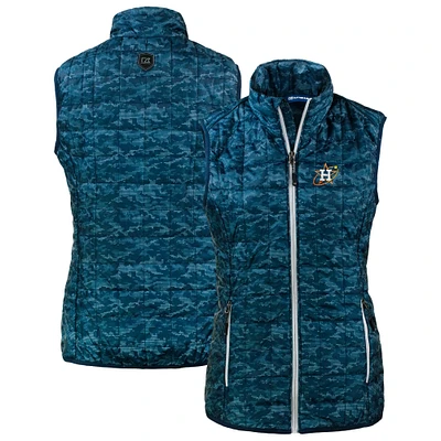 Women's Cutter & Buck Navy Houston Astros City Connect Rainier PrimaLoft Eco Insulated Full-Zip Printed Puffer Vest