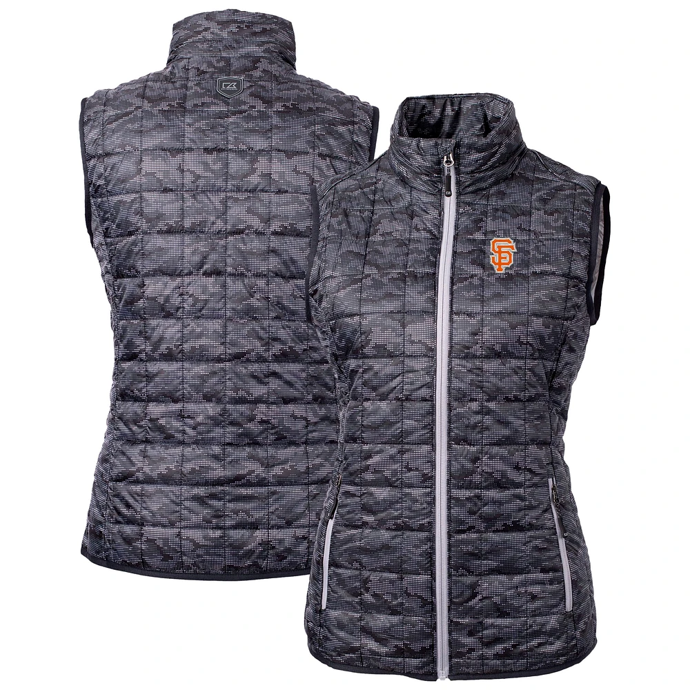 Women's Cutter & Buck Black San Francisco Giants City Connect Rainier PrimaLoft Eco Insulated Full-Zip Printed Puffer Vest