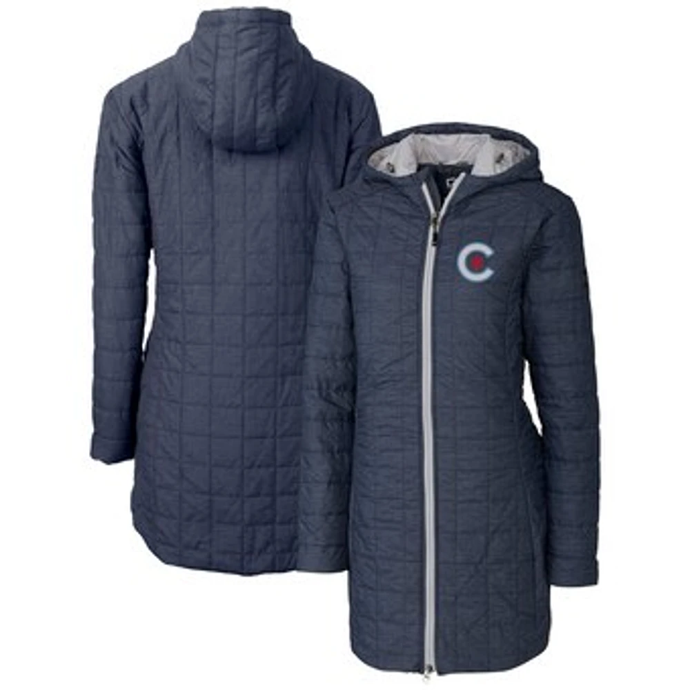 Women's Cutter & Buck Anthracite Chicago Cubs City Connect Rainier PrimaLoft Eco Insulated Hooded Long Coat
