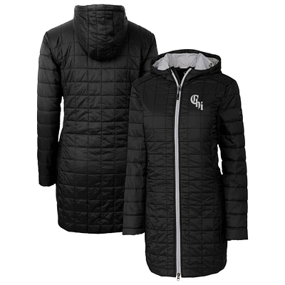 Women's Cutter & Buck Black Chicago White Sox City Connect Rainier PrimaLoft Eco Insulated Hooded Long Coat