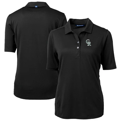 Women's Cutter & Buck Black Colorado Rockies City Connect Virtue Eco Pique Recycled Polo