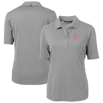 Women's Cutter & Buck Gray San Diego Padres City Connect Virtue Eco Pique Recycled Polo