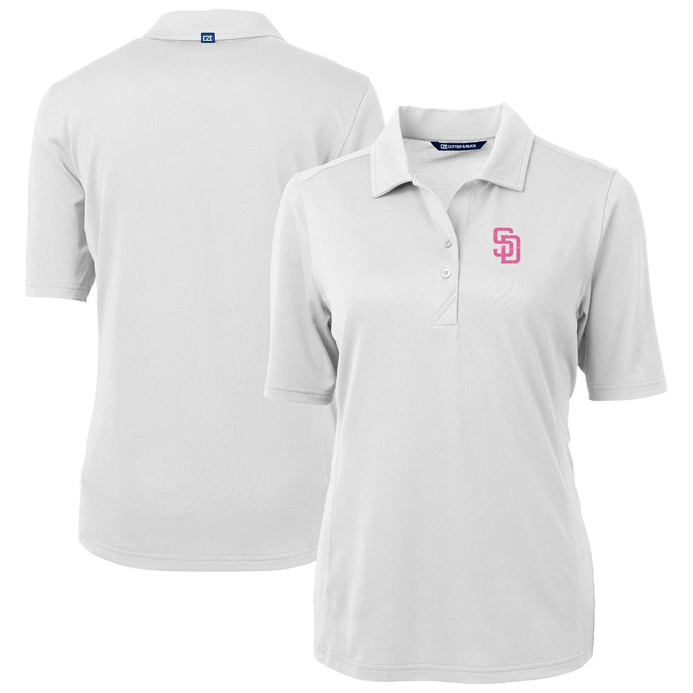 Women's Cutter & Buck White San Diego Padres City Connect Virtue Eco Pique Recycled Polo