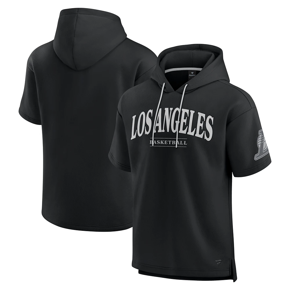 Men's Fanatics Black Los Angeles Lakers Elements Ready Short Sleeve Pullover Hoodie