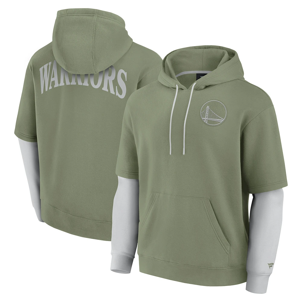 Men's Fanatics Olive Golden State Warriors Elements Sleek Pullover Hoodie