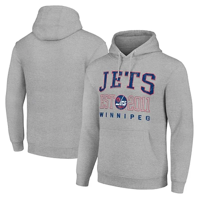 Men's Starter Heather Gray Winnipeg Jets Retro Graphic Pullover Hoodie