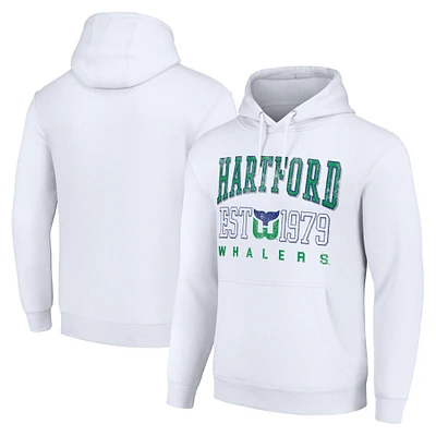 Men's Starter White Hartford Whalers Retro Graphic Pullover Hoodie
