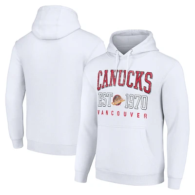 Men's Starter White Vancouver Canucks Retro Graphic Pullover Hoodie