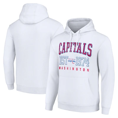 Men's Starter White Washington Capitals Retro Graphic Pullover Hoodie