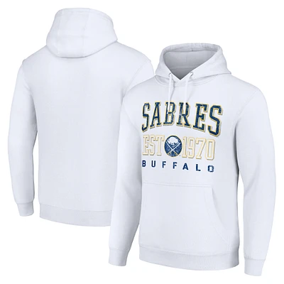 Men's Starter White Buffalo Sabres Retro Graphic Pullover Hoodie