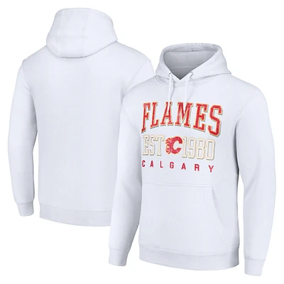 Men's Starter White Calgary Flames Retro Graphic Pullover Hoodie