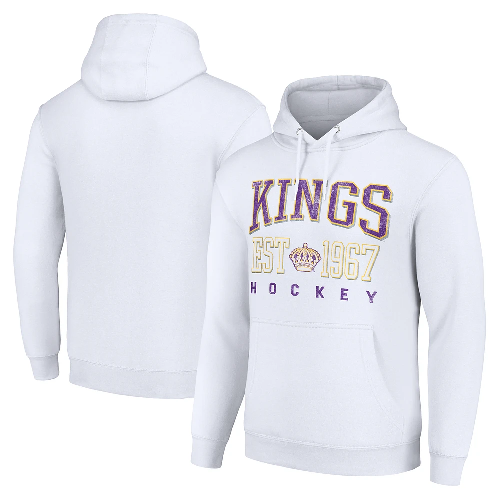 Men's Starter White Los Angeles Kings Retro Graphic Pullover Hoodie