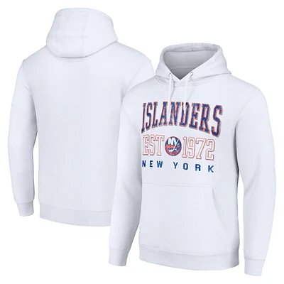 Men's Starter White New York Islanders Retro Graphic Pullover Hoodie
