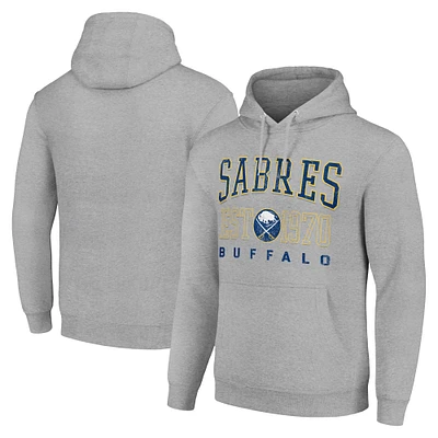 Men's Starter Heather Gray Buffalo Sabres Retro Graphic Pullover Hoodie