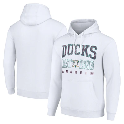 Men's Starter White Anaheim Ducks Retro Graphic Pullover Hoodie