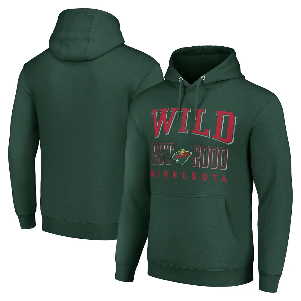 Men's Starter Green Minnesota Wild Graphic Pullover Hoodie