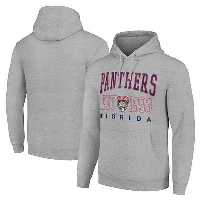 Men's Starter Heather Gray Florida Panthers Graphic Pullover Hoodie