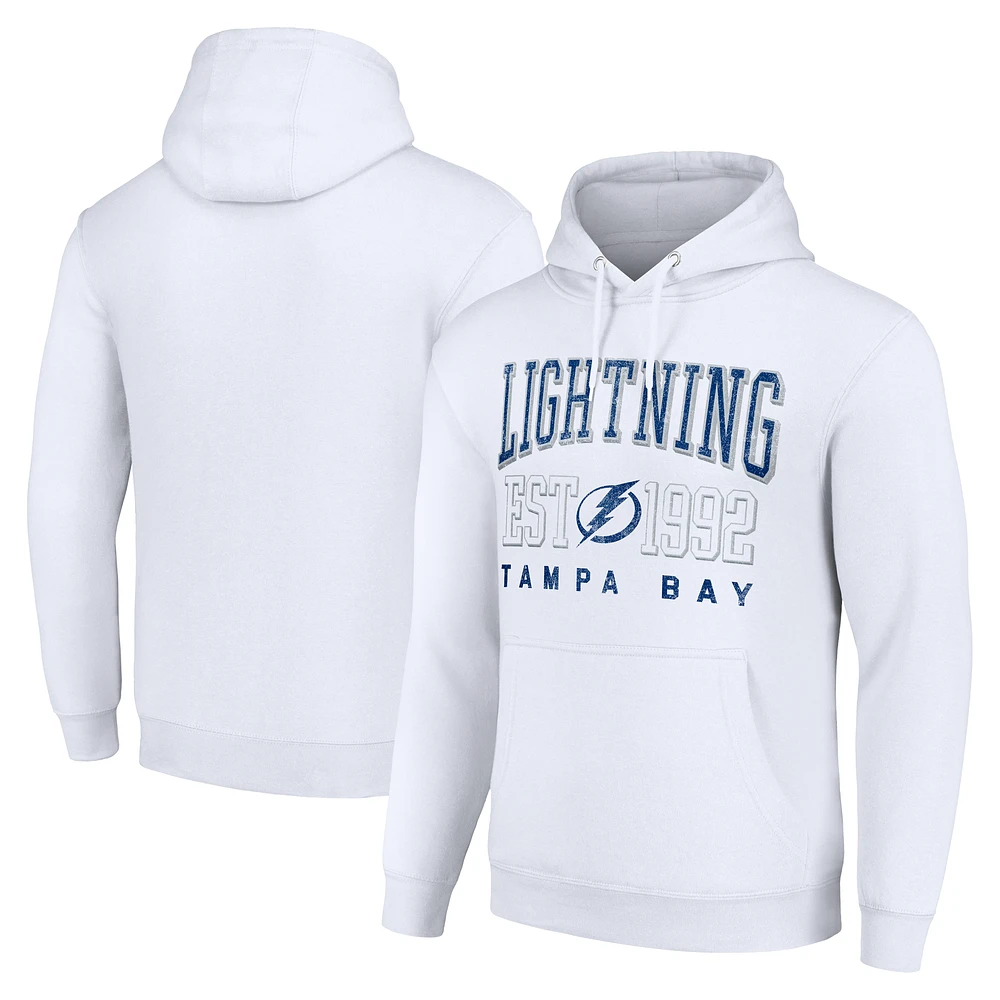 Men's Starter White Tampa Bay Lightning Graphic Pullover Hoodie