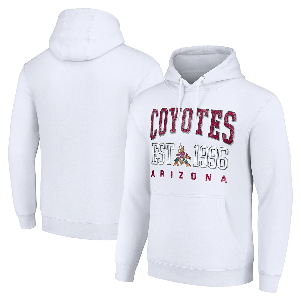 Men's Starter White Arizona Coyotes Graphic Pullover Hoodie