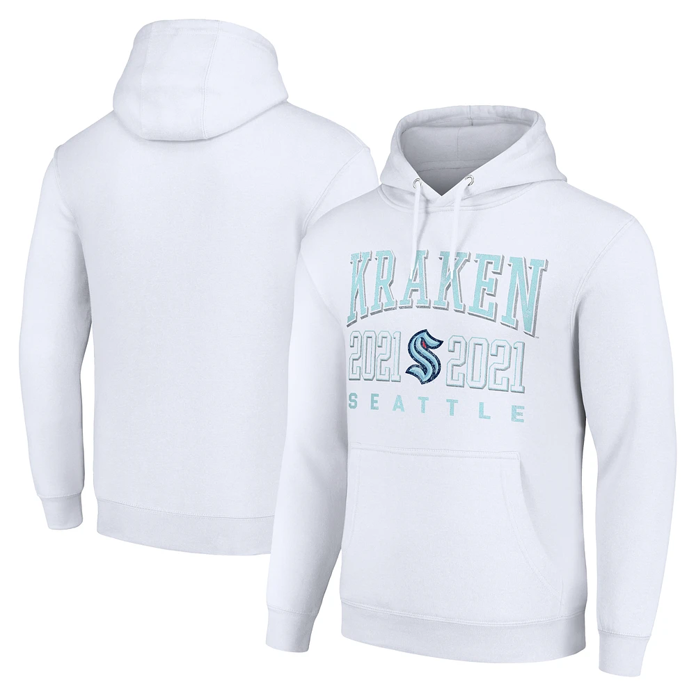 Men's Starter White Seattle Kraken Graphic Pullover Hoodie