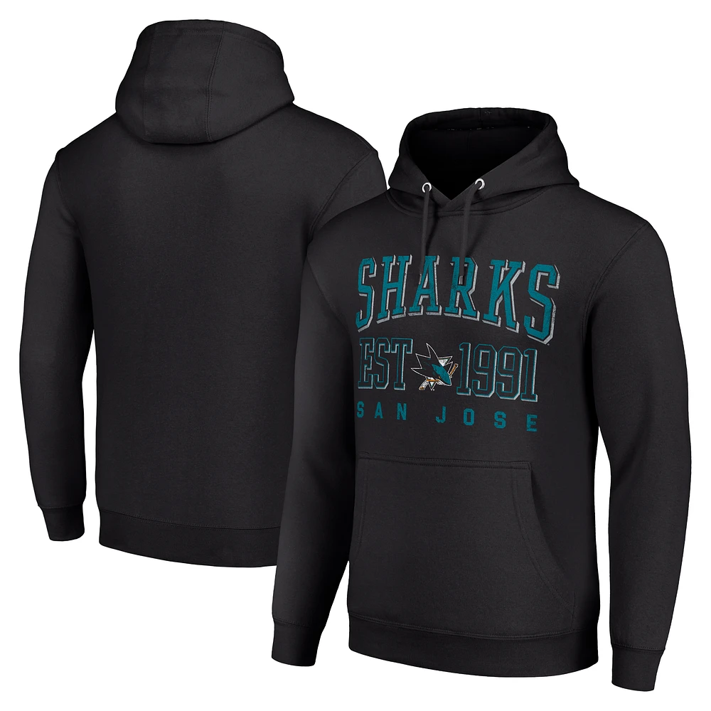 Men's Starter Black San Jose Sharks Graphic Pullover Hoodie