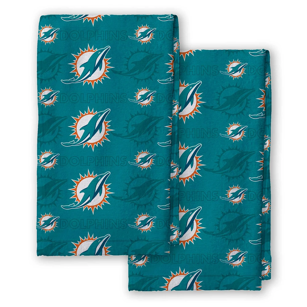 Pegasus Miami Dolphins 2-Pack Repeat Logo Dish Towel Set