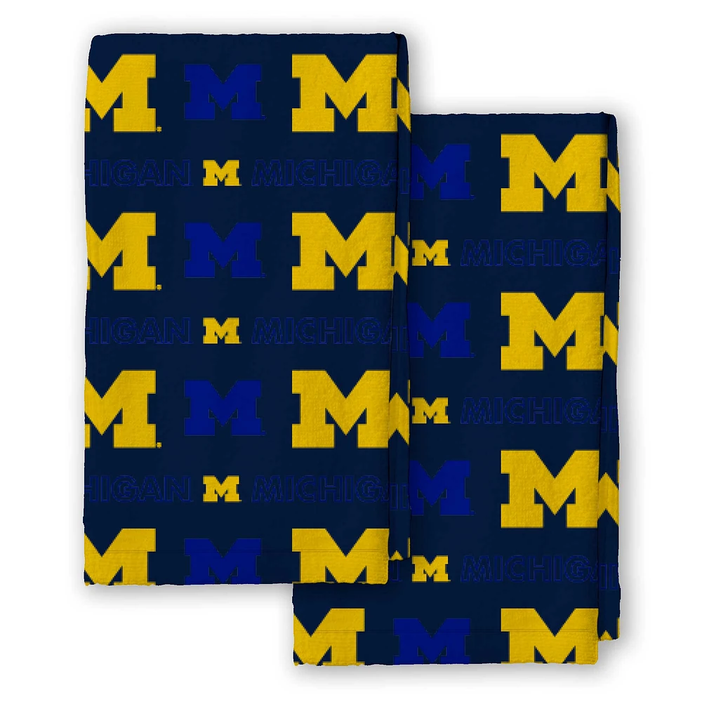 Pegasus Michigan Wolverines 2-Pack Repeat Logo Dish Towel Set