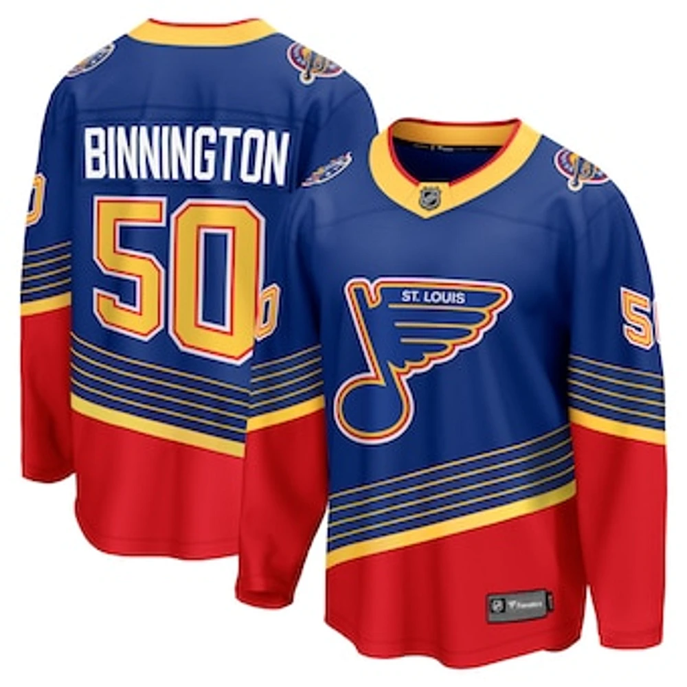 Men's Fanatics Jordan Binnington Royal St. Louis Blues Alternate Premier Breakaway Player Jersey