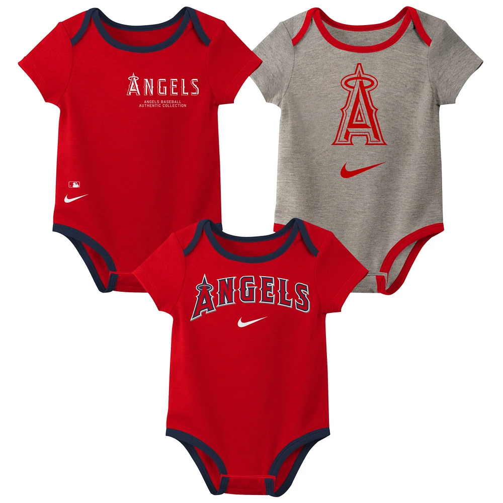 Infant Nike Los Angeles Angels Authentic Collection Three-Pack Bodysuit Set