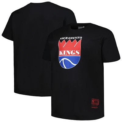 Men's Mitchell & Ness Black Sacramento Kings Big Tall Hardwood Classics Vintage Logo T-Shirt