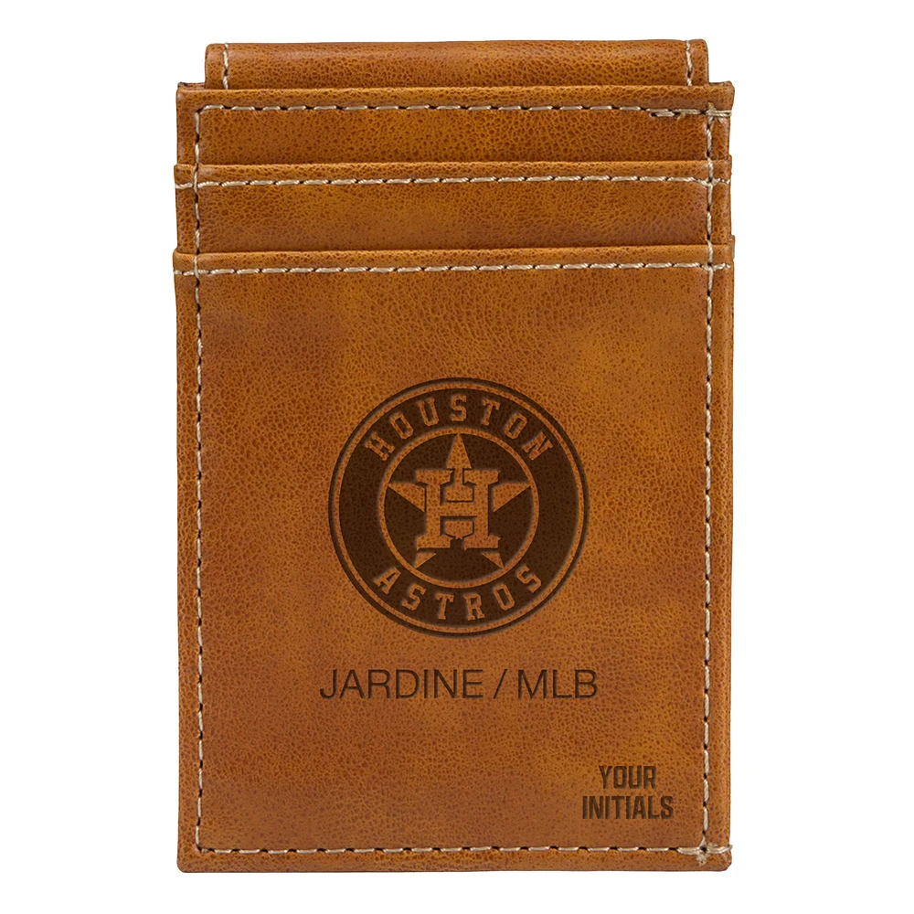Brown Houston Astros Personalized Front Pocket Wallet
