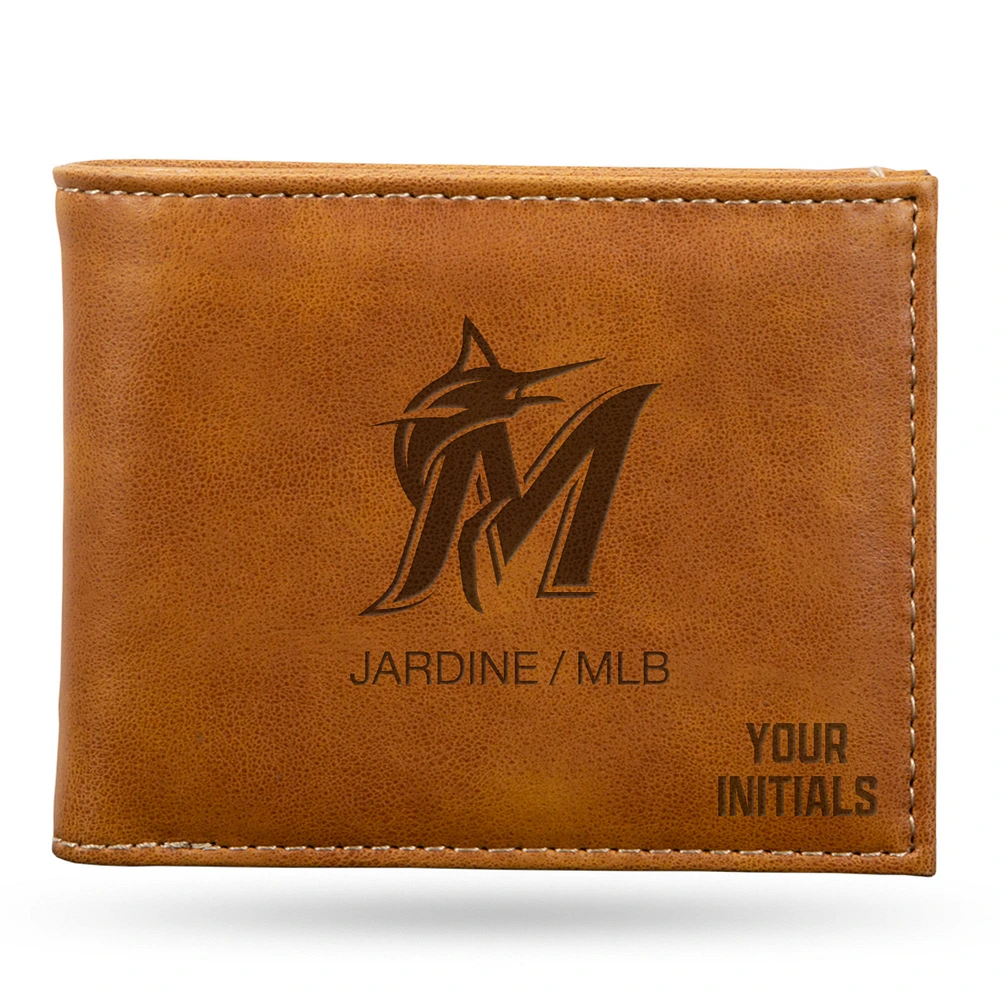 Brown Miami Marlins Personalized Billfold Wallet